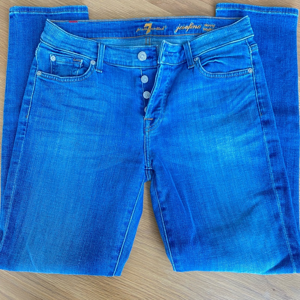 7 for all mankind skinny boyfriend jeans. Medium wash